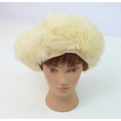 Vtg Retro 1960s Thick Plush Luxe Shearling Wool Fur Sheep Skin Russian Hat Beret  eb-95521642